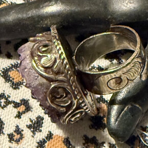 Amethyst Adjustable handcrafted Tibetan Ring! Beautiful Statement Ring! - Picture 7 of 8